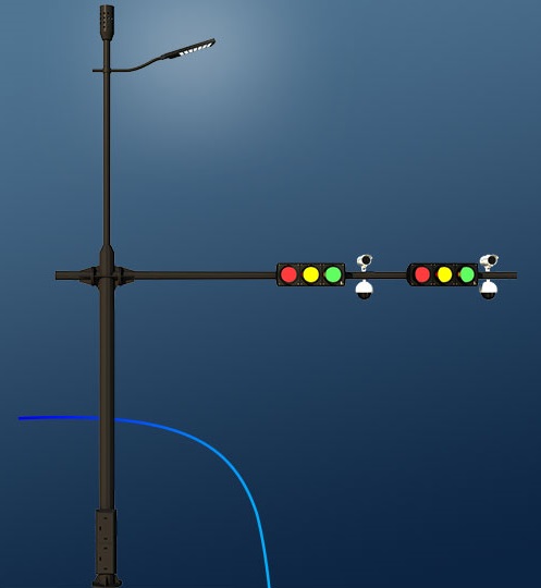 交通信号灯与路灯监控杆共杆合杆